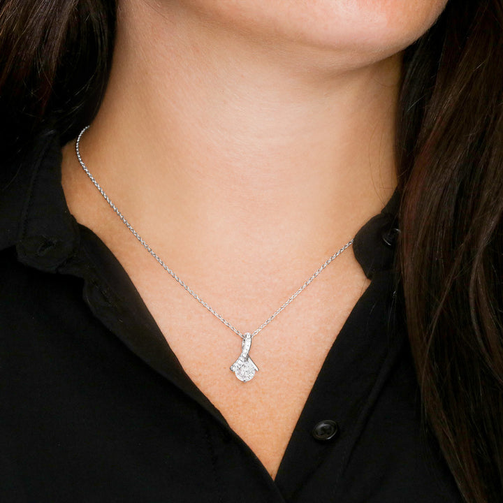 14k White Gold Necklace Pendant Embellished With Cubic Zirconia Crystals