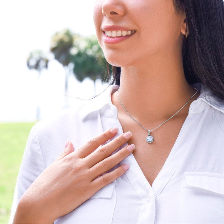 14k White Gold Finish Pendant Embellished With Cubic Zirconia Crystals