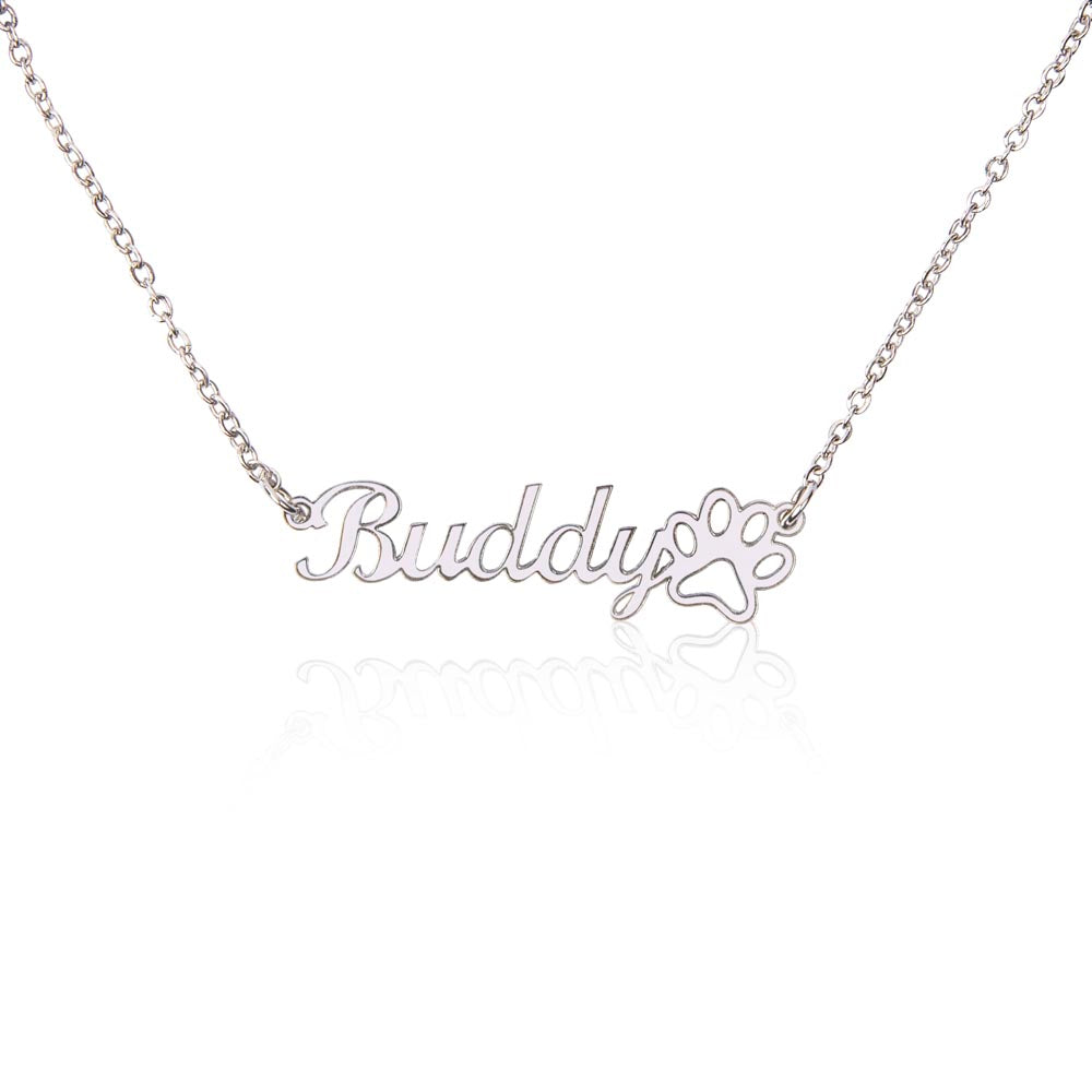 Personalised Paw Print Name Necklace