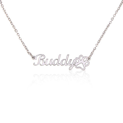 Personalised Paw Print Name Necklace