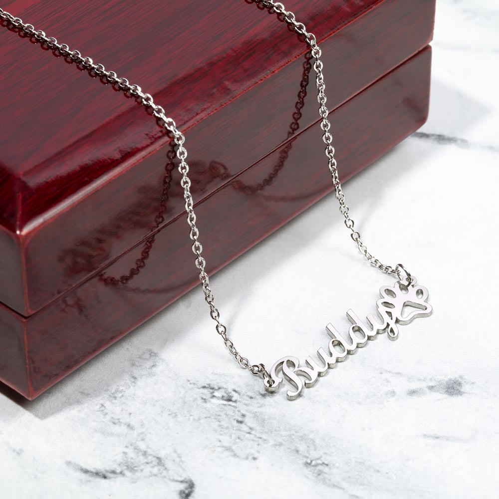 Personalised Paw Print Name Necklace