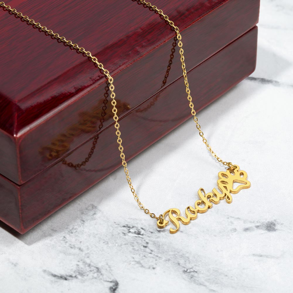 Personalised Paw Print Name Necklace