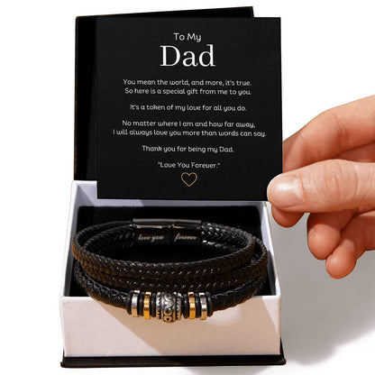 To My Dad "Love You Forever" Vegan Leather Bracelet with Message Card