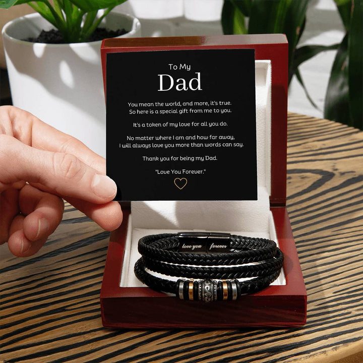 To My Dad "Love You Forever" Vegan Leather Bracelet with Message Card