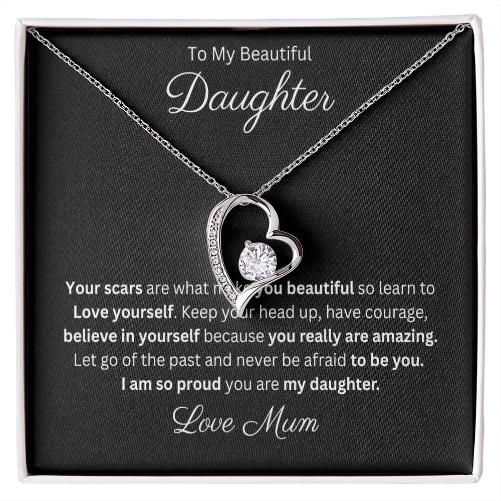 Beautiful Daughter Forever Love Heart Pendant Necklace 14k or 18k Gold