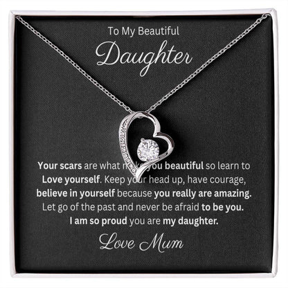 Beautiful Daughter Forever Love Heart Pendant Necklace 14k or 18k Gold