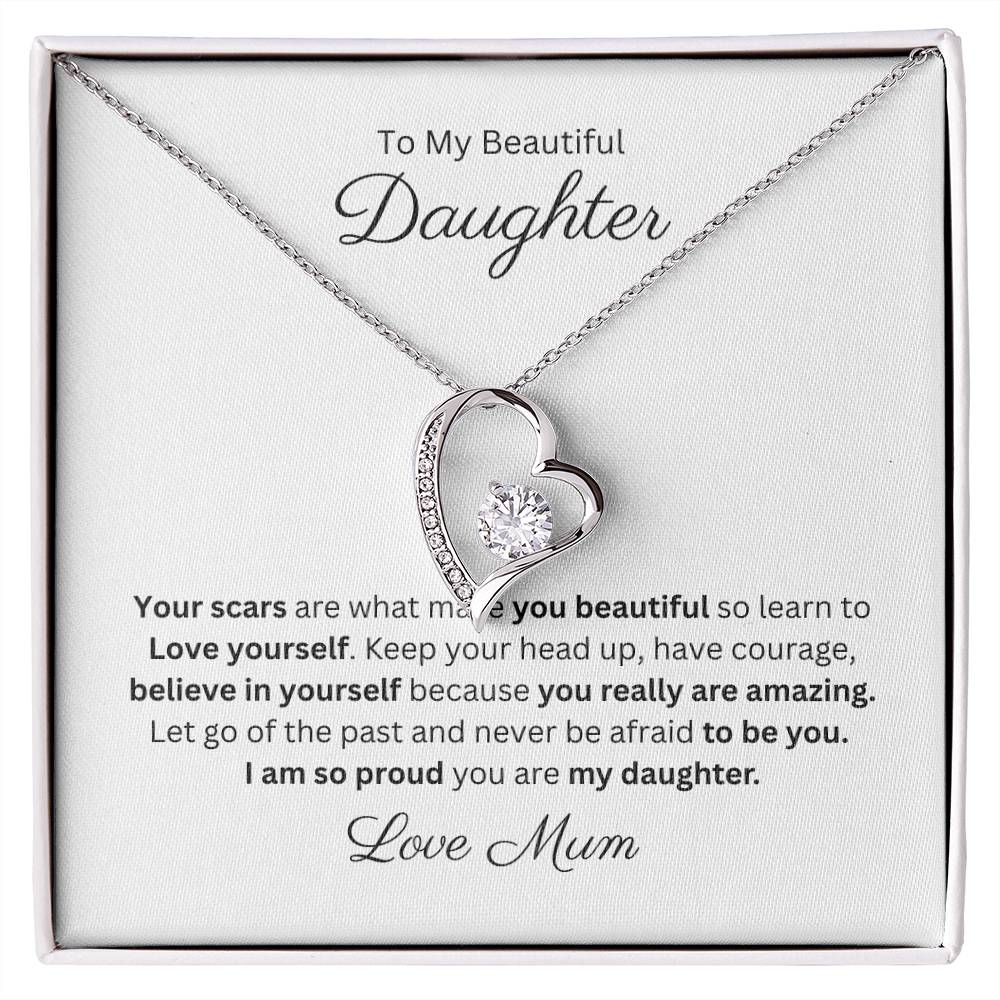 Beautiful Daughter Forever Love Heart Pendant Necklace 14k or 18k Gold