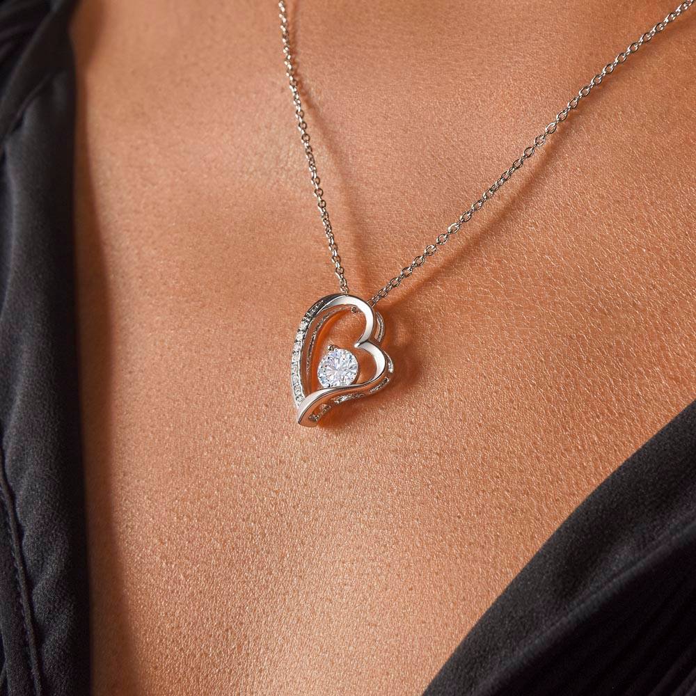 14k white gold finish Heart necklace