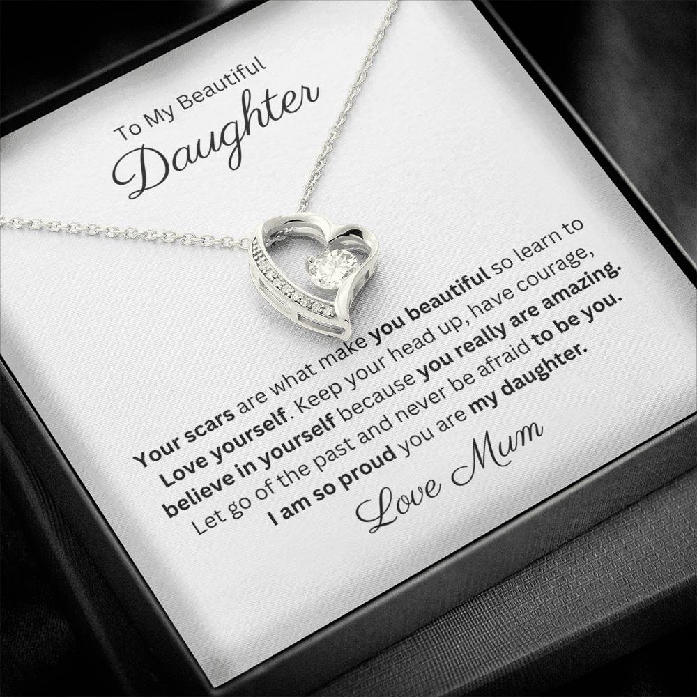 Beautiful Daughter Forever Love Heart Pendant Necklace 14k or 18k Gold