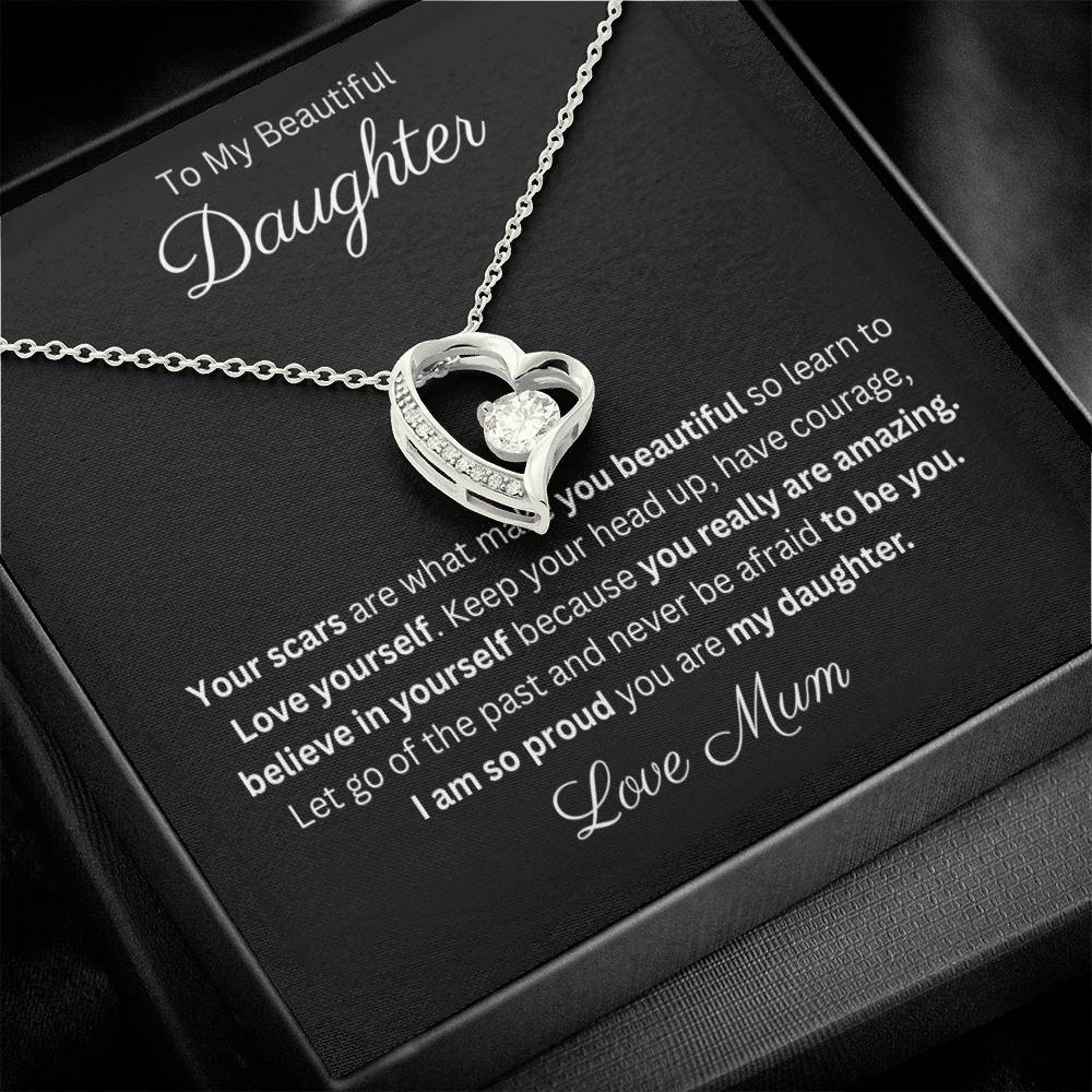 Beautiful Daughter Forever Love Heart Pendant Necklace 14k or 18k Gold