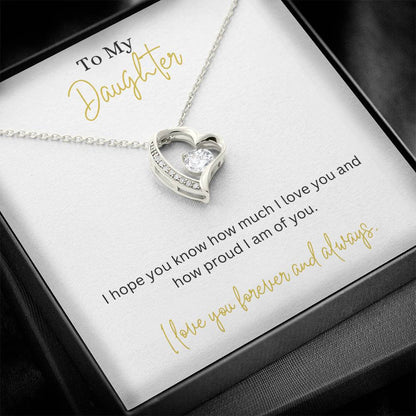 14k or 18k Heart Shape Pendant Necklace with Cubic Zirconia Crystals for Daughter