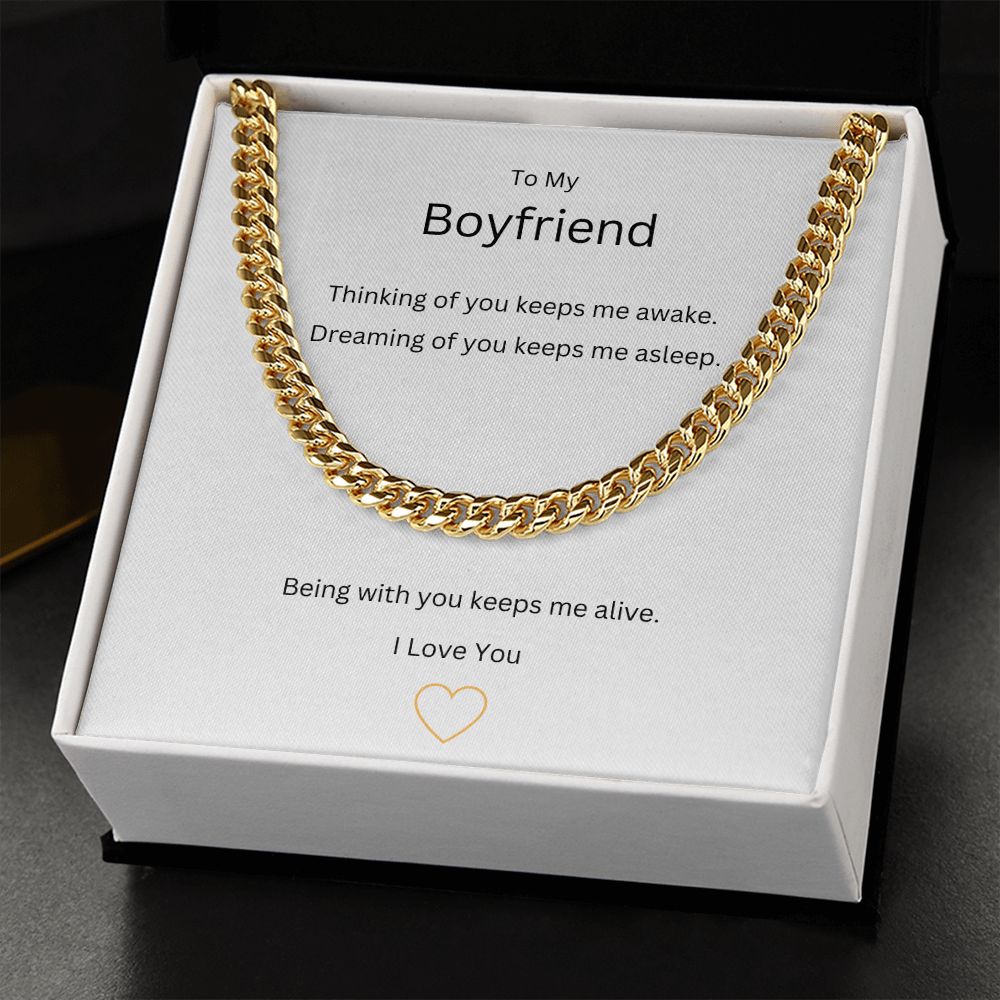 Mens cuban link chain necklace. Polished stainless steel or 14K yellow gold, a perfect jewellery gift for your man, soulmate, boyfriend or partner.