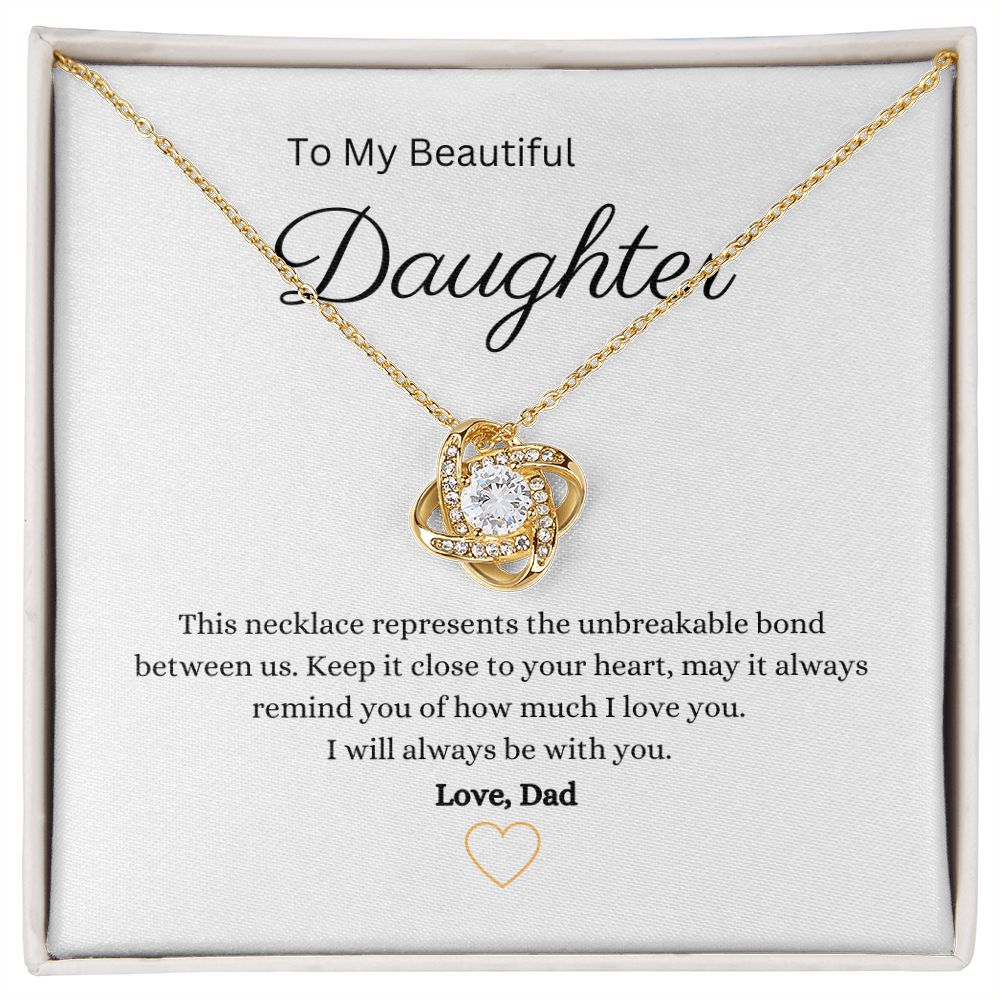 beautiful Love Knot Necklace that symbolizes your never-ending love. This piece features a beautiful pendant embellished with premium cubic zirconia crystals. 14k white gold over stainless steel or 18k yellow gold over stainless steel.